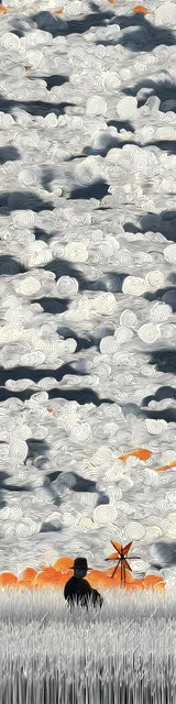 Free printable abstract cloud art bookmark featuring cloud art with a gray sky